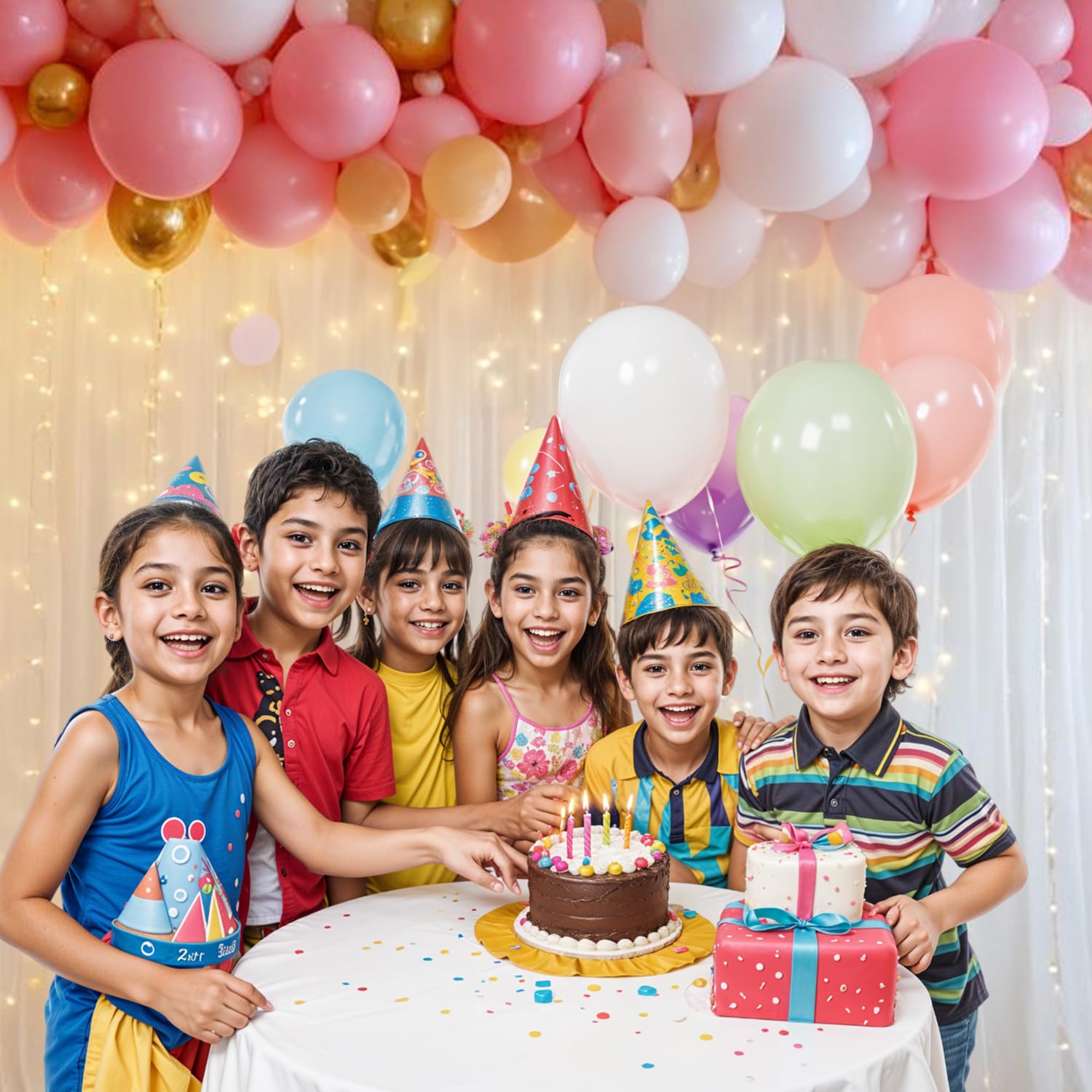 Party Propz White Net Curtain for Decoration with Fairy Lights, White Canopy Tent for Decoration, Birthday Backdrop for Decoration, Background Decoration Cloth for Wedding, Party, Wedding Decor(7Pcs) - Image 6